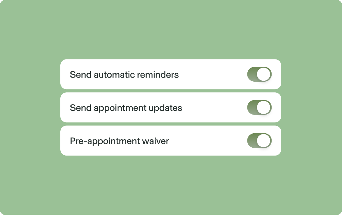 GlossGenius automatic reminder toggles